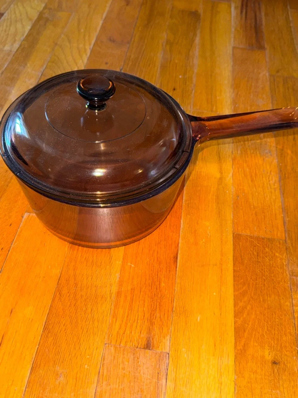 CORNING WARE VISIONS Pyrex Amber Cookware 1.5L Saucepan with Lid USA 2 PC - Picture 2 of 8